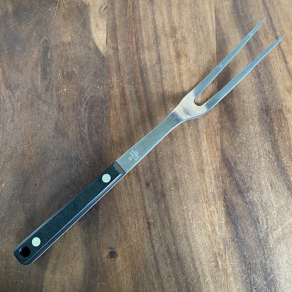 Vintage Flint Ekco Meat Fork 12" Stainless Steel Metal Kitchen Utensil USA Made